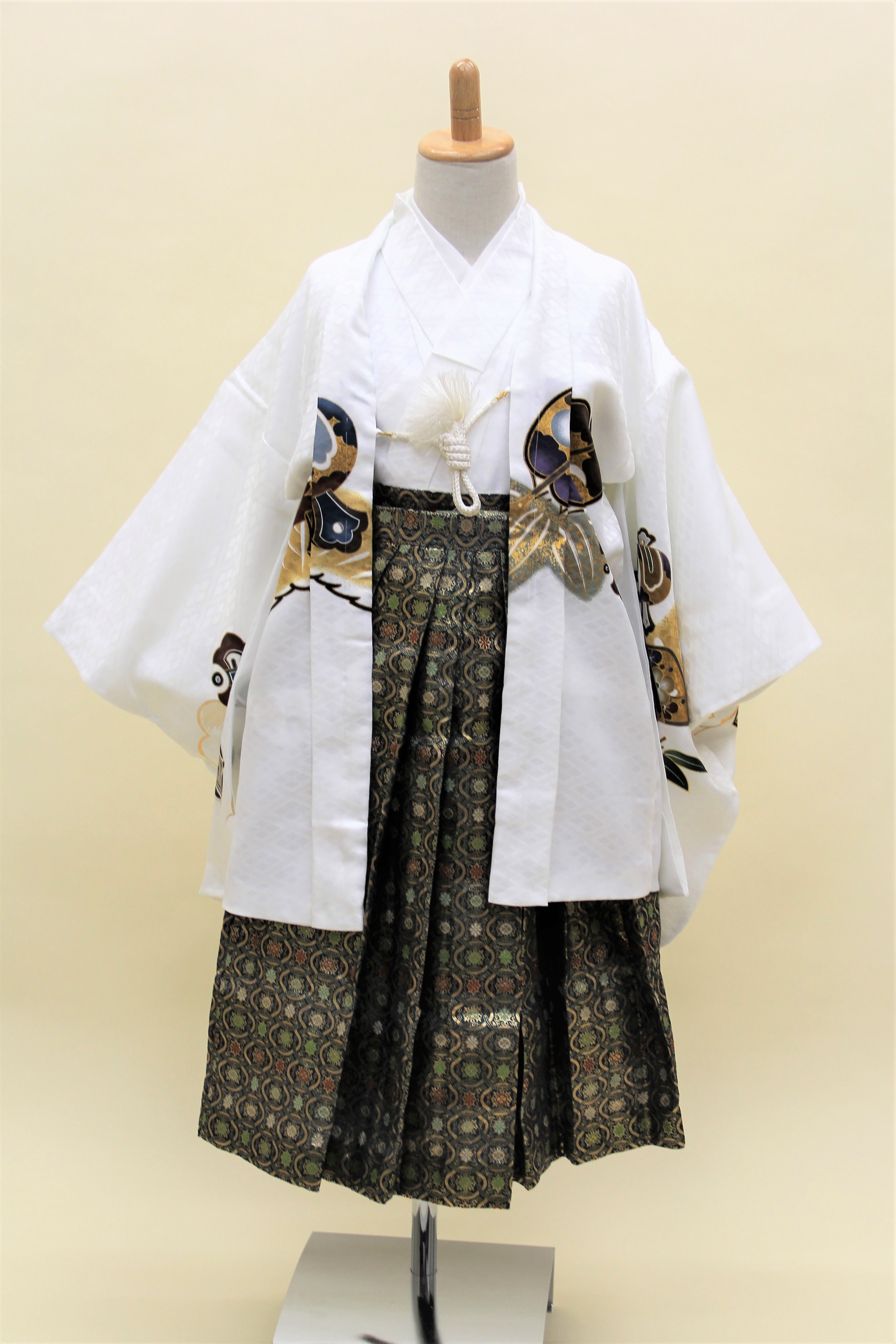5歳男児 羽織袴フルセット「白地羽織袴」