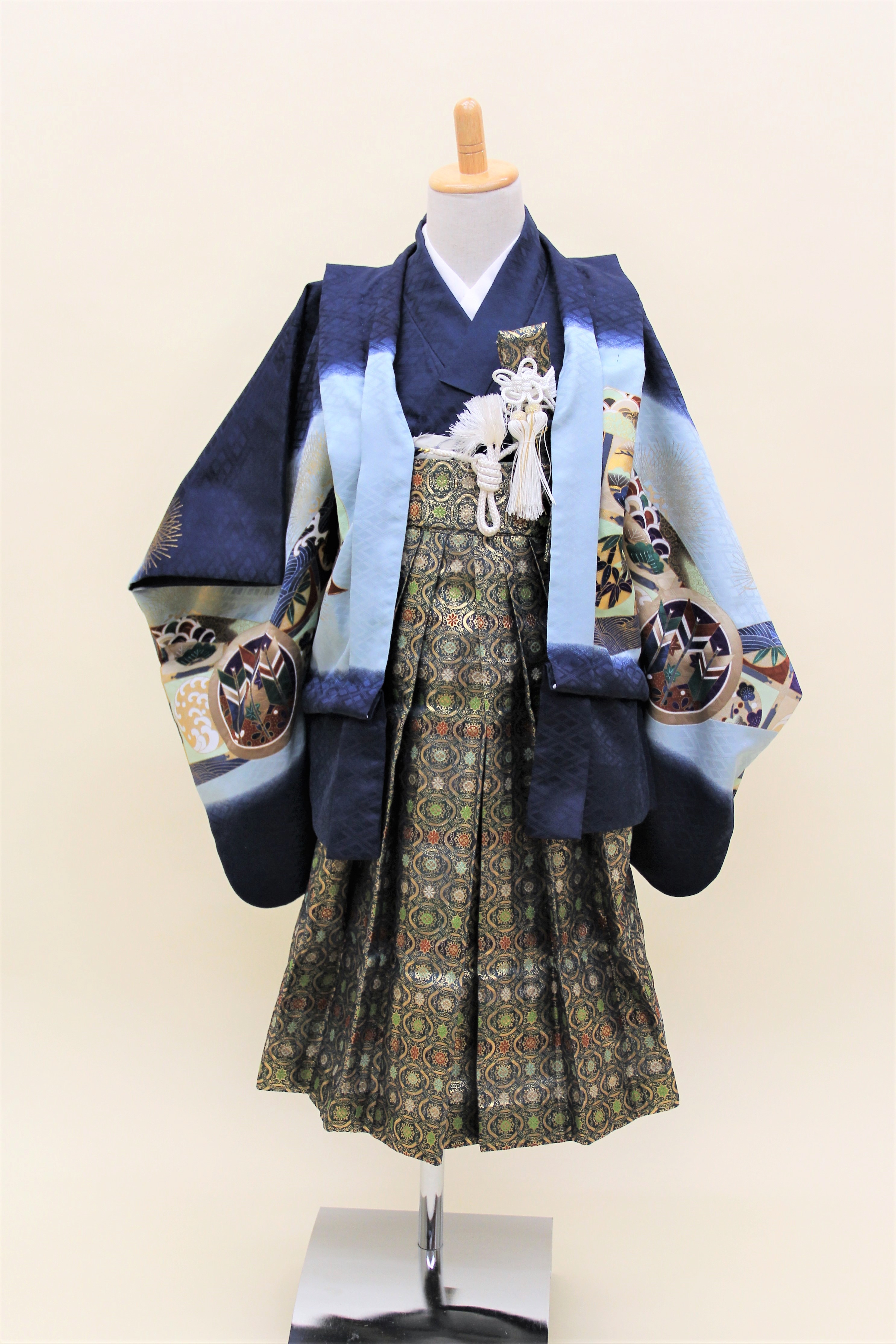 5歳男児 羽織袴フルセット「紺地羽織袴」