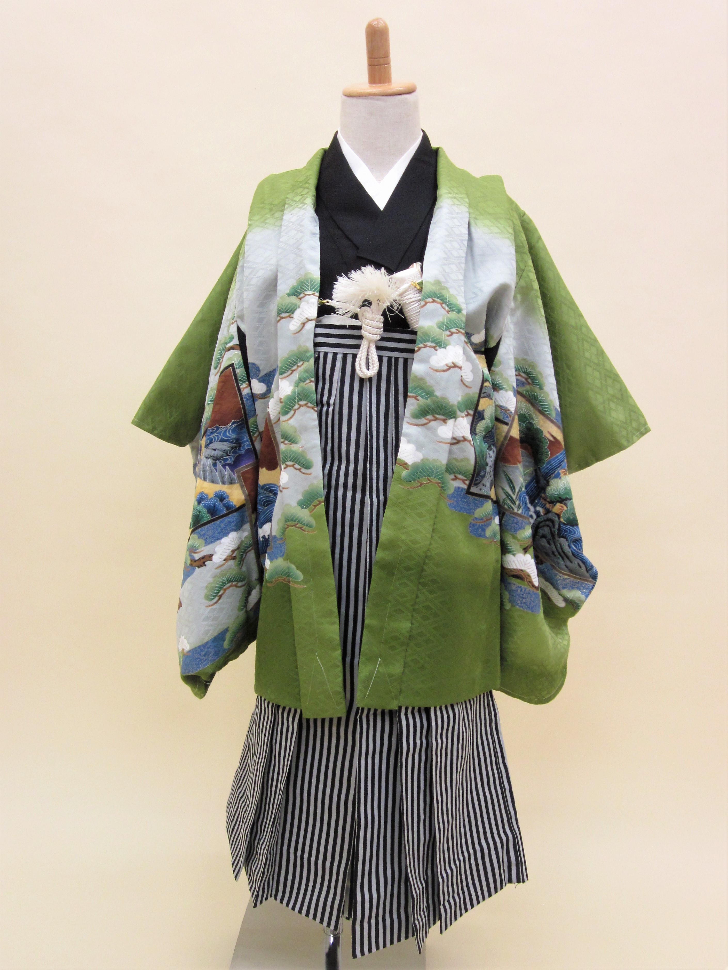 5歳男児 羽織袴フルセット「抹茶地羽織袴」
