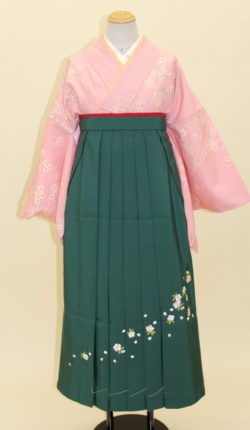 小紋・袴フルセット「ピンク地に上品な花々」