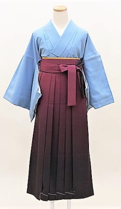色無地・袴フルセット「ブルー地にグラデーション袴」