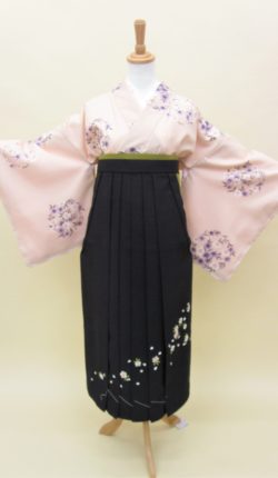 小紋・袴フルセット「ピンク地に優しい花の丸」