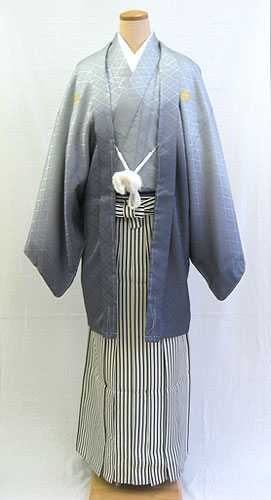 成人式 男物羽織袴フルセット「グラデーショングレー羽織袴」