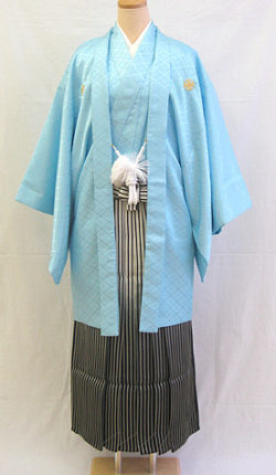 成人式 男物羽織袴フルセット「ブルー羽織グラデーション袴」