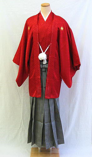 成人式 男物羽織袴フルセット「真紅の羽織袴」
