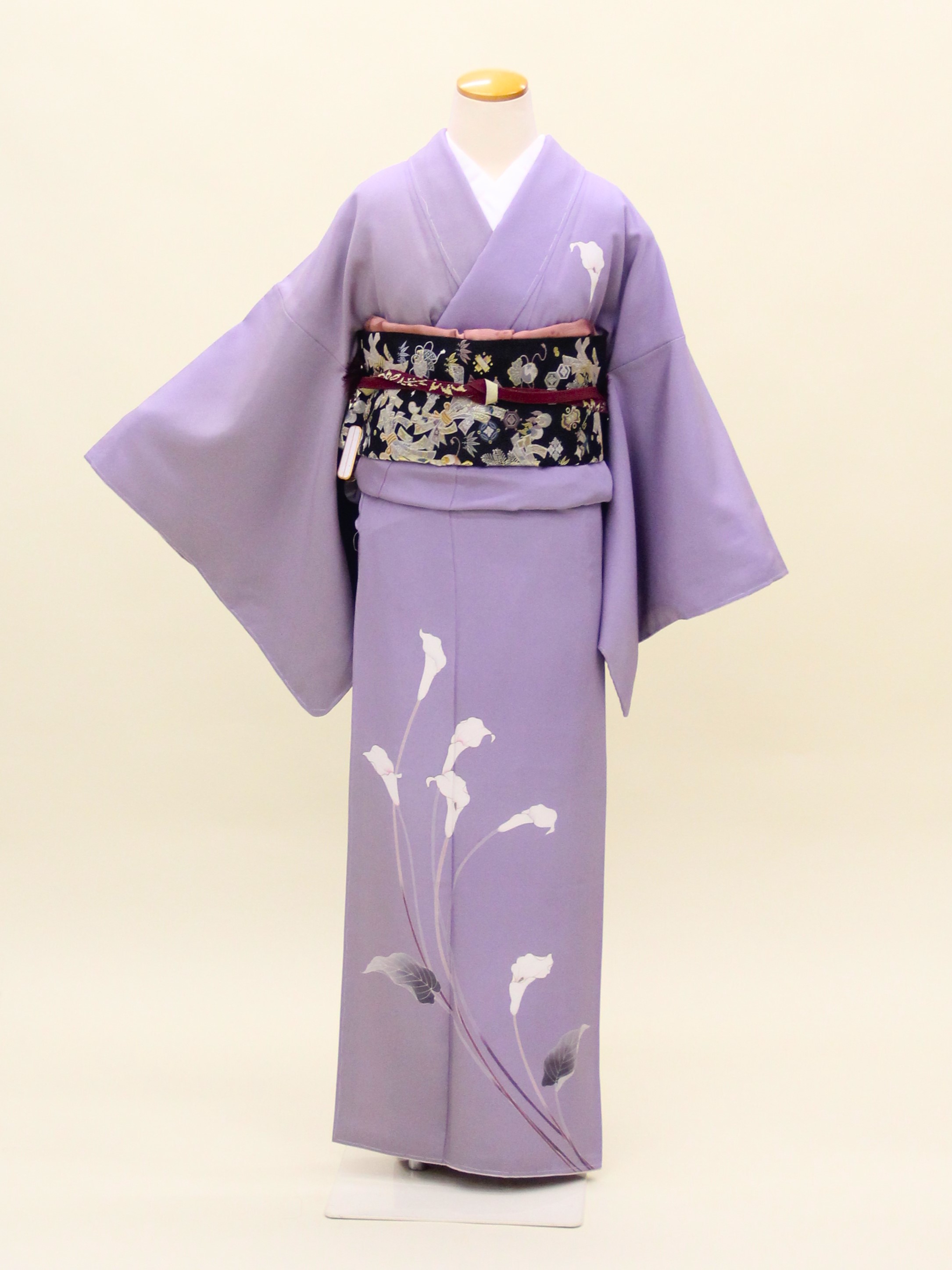 正絹訪問着フルセット 「紫地に流れる草花 訪問着」